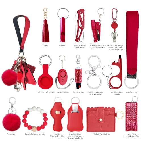 Image of Araafur Wristlet Keychain Set with Wallet Card Holder and Pom pom Airtag Keychain Accessories for Women