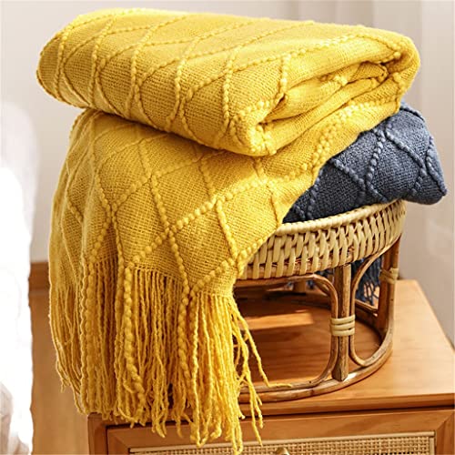 Couverture tricotée pour canapé plaid argenté à franges - 5