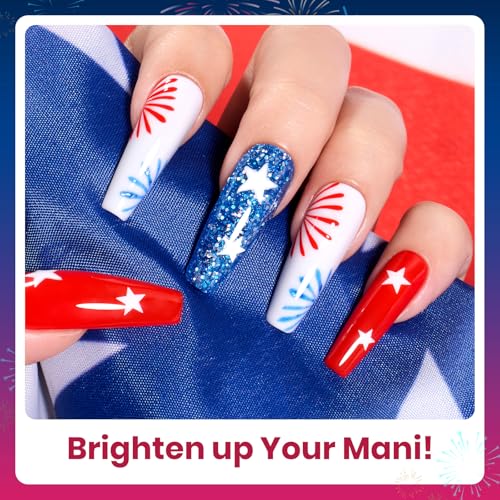Image of Beetles 4th of July Gel Nail Polish Set - 6 Colors Red White Navy Blue Gel Polish Sliver Glitter Gel Polish Soak Off Uv Nail Lamp for the 4th of July Nails Manicure DIY Nail Art Design Gift for Women