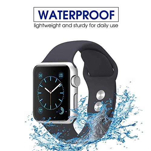 Image of GRIPP Soft Silicone Watch Strap for 40mm /41mm /42mm, Watch Series 11 /10 /9 /8 /7 /6 /5 /4 /3 /2 /1, SE 3 /2 /1, Slim, Lightweight, Adjustable (Watch Not Included) - Charcoal
