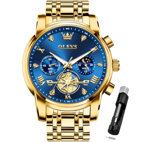 Image of OLEVS Mens Watches Luxury Diamond Calendar Stainless Steel Male Watches Business Dress Waterproof Luminous Fashion Watch for Men