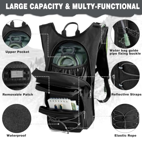 Image of Hydration Backpack, Tactical Molle Water with 3L TPU Water Bladder | Lightweight Military Hydration Daypack for Hiking, Running, Cycling, Climbing, Biking, 105 oz, Breathable Back Panel