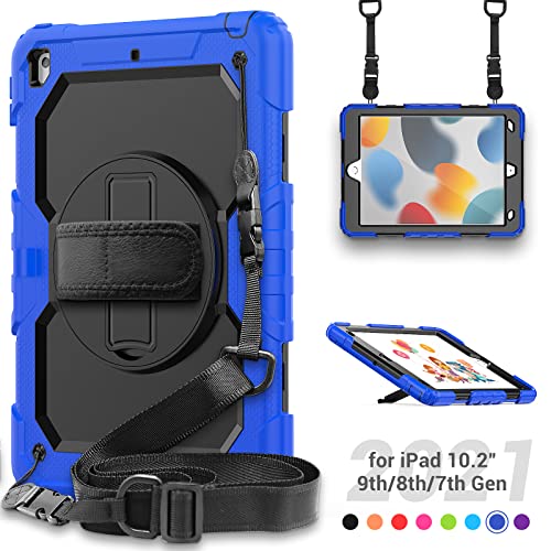 HUEZOE Case Compatible with iPad 10.2 Inch Model 2021/2020/2019, Shockproof Full Body Protection Cover for iPad 9/8/7 Generation, Blue - Image 2