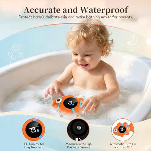 Image of Baby Bath Thermometer, with LED Display and Temperature Warning,Kids' Bathroom Safety Products, Newborn Bath Safety Toy Thermometer (Clownfish)