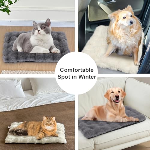 XIAPIA Selbstheizende Decke Katze & Hunde, Flauschig Selbstwärmende Katzendecke ohne Kabel, Wärmedecke Heizdecke ohne Strom, Washbar Thermodecke Katzenkissen Katzenbett Indoor im Auto Grau 60 * 45 cm