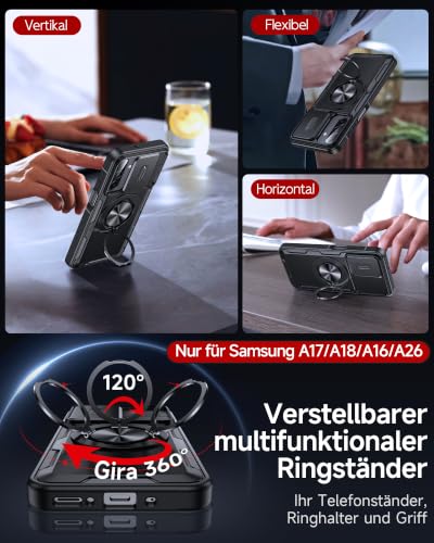 LeYi Hülle für Samsung Galaxy A18/A17/A16 5G mit 2X 9H Panzerglas Schwarz – Ansicht 2