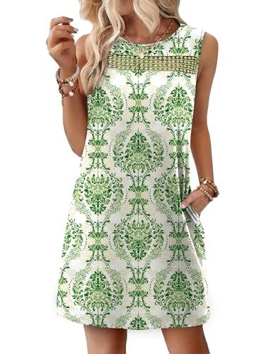 Image of WIHOLL Summer Dresses for Women 2026 Beach Vacation Spring Fashion Clothing Lace Mini Tank Dress with Pockets