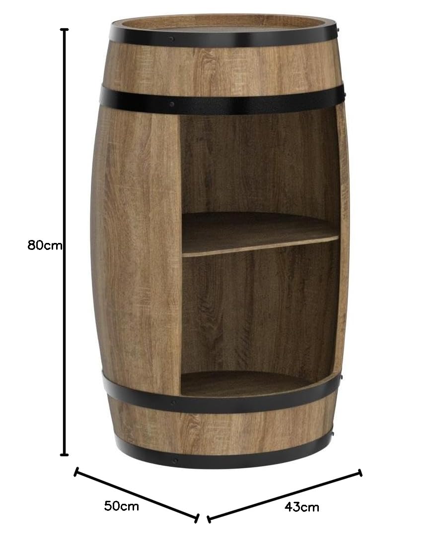 Tonneau En Bois Decoration - Armoire Bar Meuble Rangement Bouteille Alcool - Casier à Vin,Whisky, Bière et Boissons Pour Salon - Organisateur d'Armoires d'Alcool - 80 cm De Haut (Wenge)