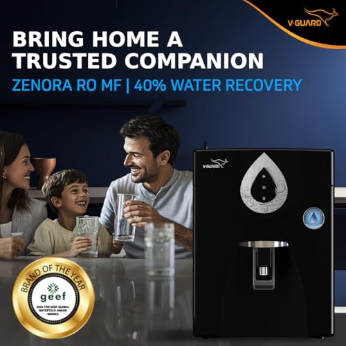 Image of V-Guard Zenora RO MF Water Purifier Filter For Home | Save 60+ Glasses Of Water Every Day | 1-Year UNCONDITIONAL Warranty With Proactive Service | 7 Stages | Mineral Health Charger| 7 L, Black