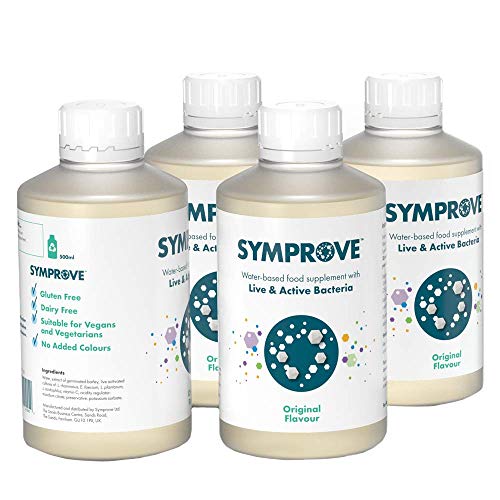 Symprove Daily Food Supplement, Live and Active Multistrain Bacteria, 10 Billion CFU, One Month Supply, Original - 4 x 500ml