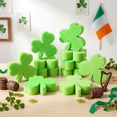 Image of Tioncy 12 Pack Irish Festival Kitchen Sponges Bulk Dual Sided Scrubber Sponges Dishwashing Kitchen Cleaning Accessories for Household Supplies