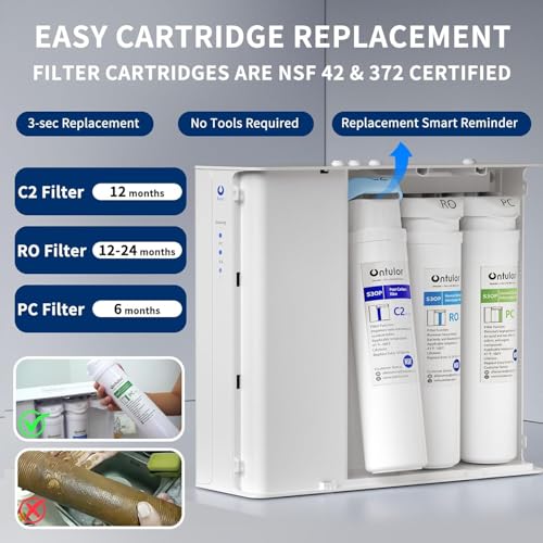 Image of Ontulor S3OP Reverse Osmosis System 9 Stage Water Filter Reduces PFAS, PFOA /PFOS, TDS, Lead, Chlorine, Bad Taste & Odor NSF /ANSI 42 Certified TDS Meter Included(S3OP-with Tank System)