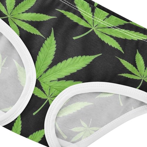 Green Vivid Leaves Black Toddler Girls Underwear 2t Cotton Little Girl Panties Artistic Briefs Underpants4