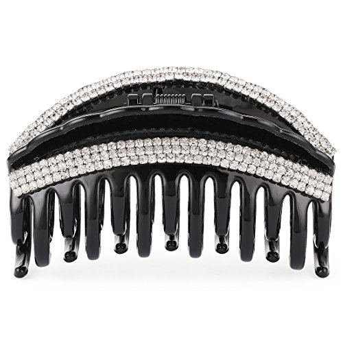 Cottvott Elegant Women's Accessories Rhinestones Acrylic Hair Claw Clips Large Small Size Black(Large)