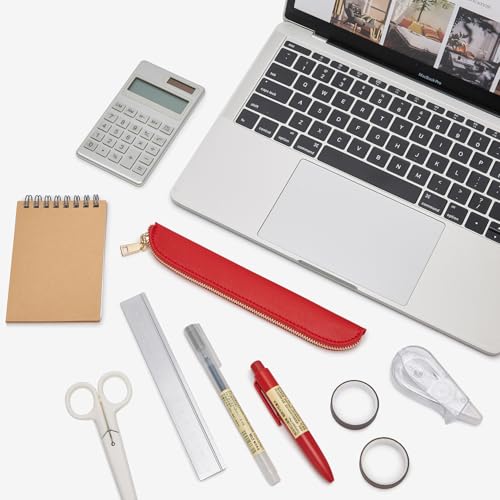 Image of Slim Pencil Case Skinny Pen Case Pen Pouch (FL Bright Red)
