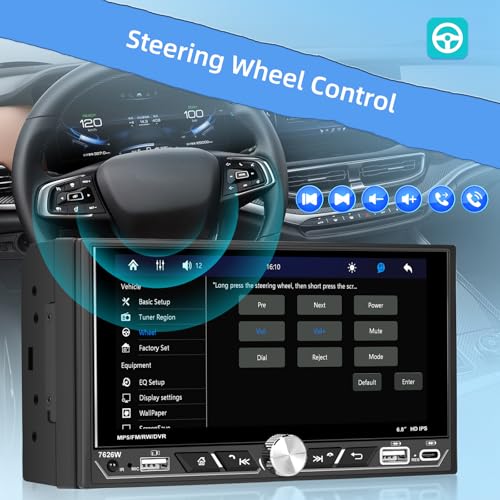 Stereo doble din con pantalla táctil HD 6.8 pulgadas miniatura 7