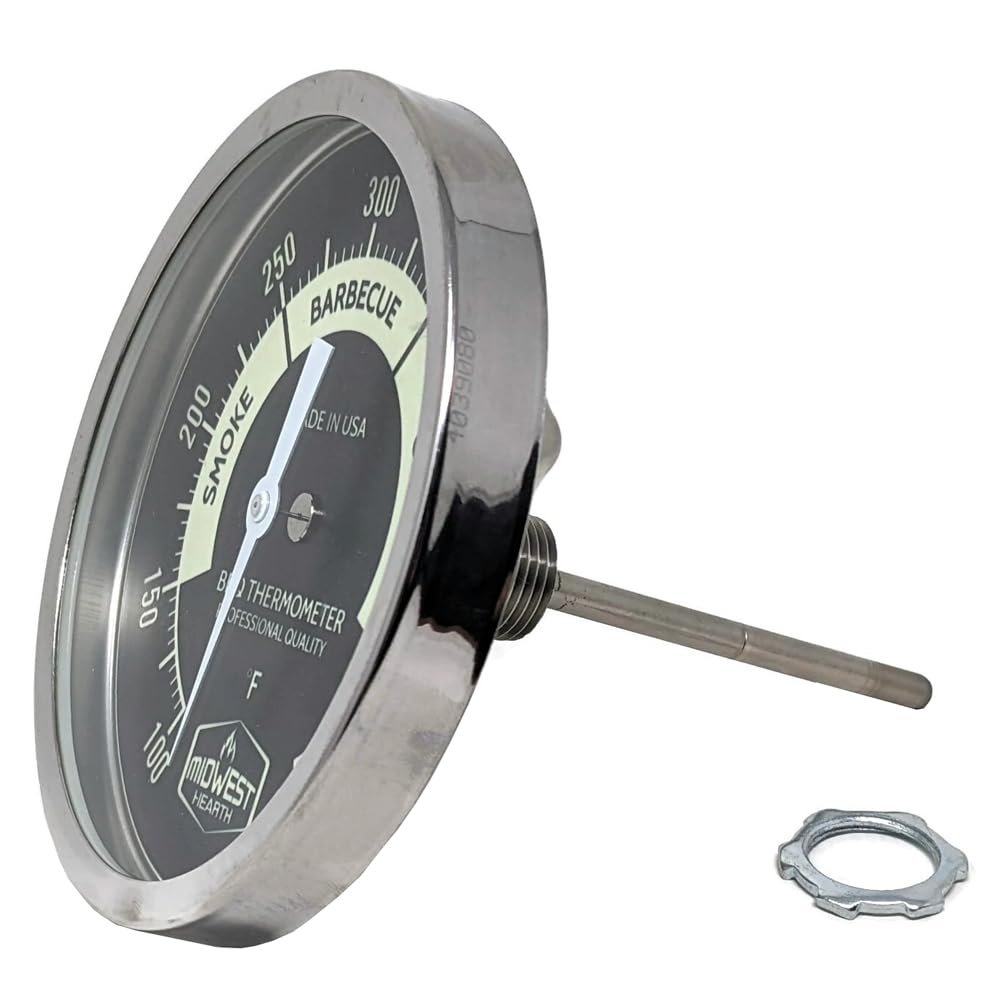Midwest Hearth Termometro per fumatori da 12,7 cm (nero/quadrante luminoso)