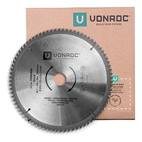 VONROC Kappsägeblatt - Gehrungssägeblatt 254 mm - 80 Zähne - für Holz - Universal - Auch für Tischkreissägen Cover