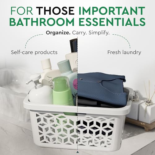 EconoHome Laundry Basket - Large 2 Bushel Laundry Basket with Handles - Stackable Plastic Hamper for Dirty Clothes - Storage Bin & Organizer for Bathroom, Bedroom - White, 70.5L Capacity – Heavy Duty - Image 5