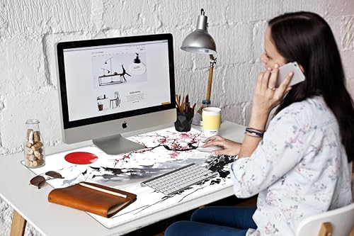 Image of Gaming Mouse Pad 36x24 Desk Mat Large Mousepad Cherry Blossom Desk Pad Big Computer Mat Extended Mouse Mat Non Slip for Women Work Home