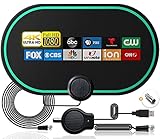 QeeFant TV Antenna, Indoor Amplified Digital HDTV Antenna 360°Reception Up to 250+Miles Range, Strength Power Amplifier Signal Booster Antenna Support 4K 1080p and All Television 14.5ft Coaxial Cable