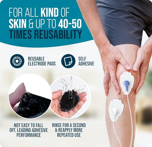 Image of AGAM Digital Therapy Machine Electrodes (Palm Shape) - Strong Adhesive Gel, Universal Replacement Pads for Muscle Pain Relief, Reusable TENS Unit Electrode Pads (Pack-4)