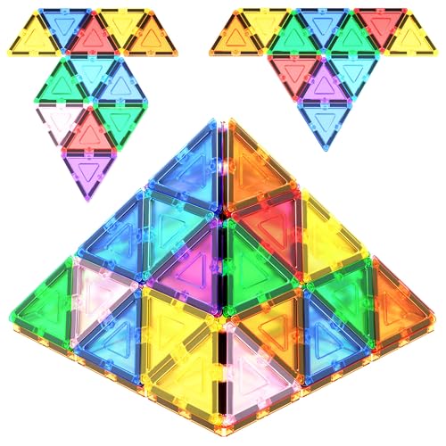 PicassoTiles 12ピースマグネットブロックセット 正三角形マグネットタイル 組み立てトイ STEM学習キット 知育プレイボード ごっこ遊び 積み木 子どもの脳の発達 PTE01 マルチカラー