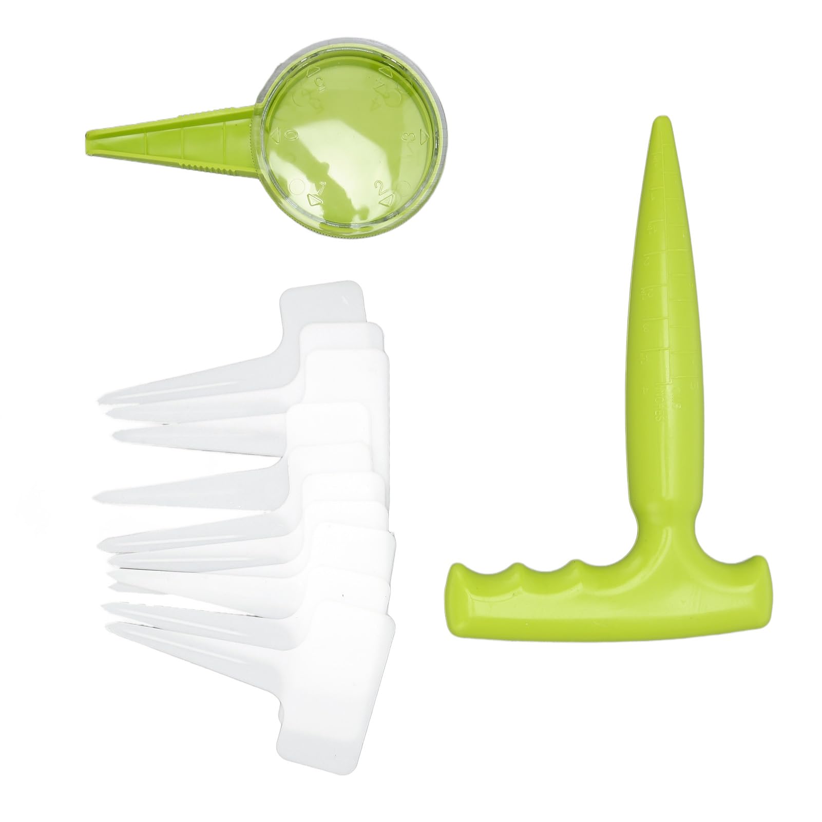 Yuecoom Seed Dispenser Planter Tool Set Seeder Sower with 5 Dial Settings Plant Dibber with Measurements 10 Plant Label for Planting Garden Supplies