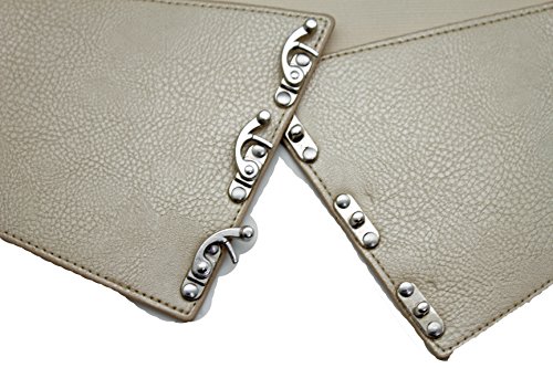 TrendyFashionJewelry Women Corset Belt High Waist Wide Elastic Waistband S M Champagne Gold Beige4