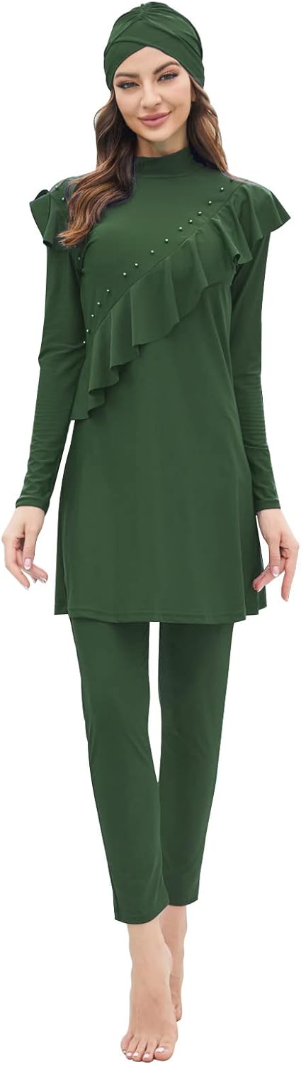 Muslim Swimsuits for Women Islamic Burkini Swimsuits Modest Swimwear Full Cover Hijab Top Pants Costume Bathing Suit