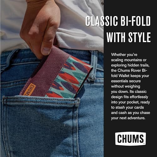Chums Rover Bifold Wallet - Mens Wallet Slim & Front Pocket RFID Blocking Wallet with Canvas Ripstop Fabric - Geo2