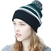 THE HAT DEPOT Winter Soft Unisex Pom Pom Plain Knit Beanie Skully Hat (Black/D.Green-2)