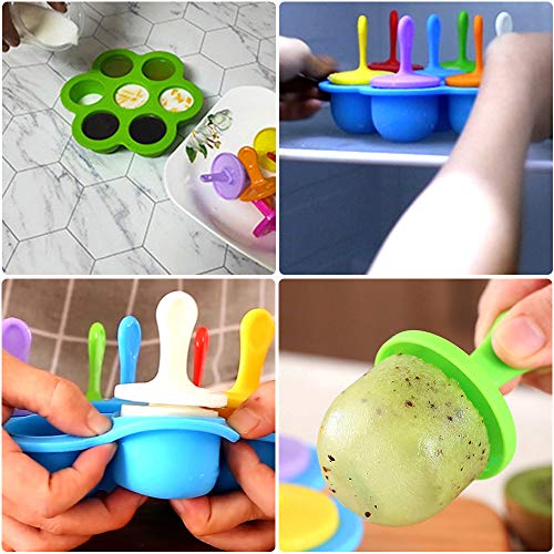 image for Mity rain 2 Pack Popsicles Molds- 7-cavity Mini Silicone Ice Pop Mold 