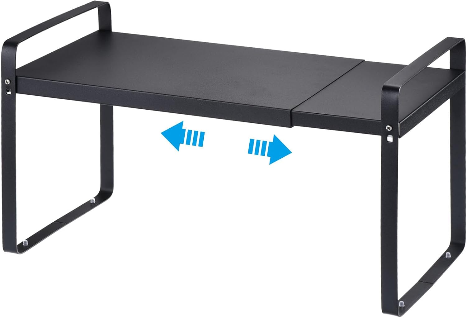 PATIKIL Expandable Cabinet Shelf Organizers, Kitchen Counter Shelves, Metal Spice Racks, Stackable Counter Storage Shelf for Pantry Supplies (Black 14"-25" L x 8.6" W x 10.3" H)