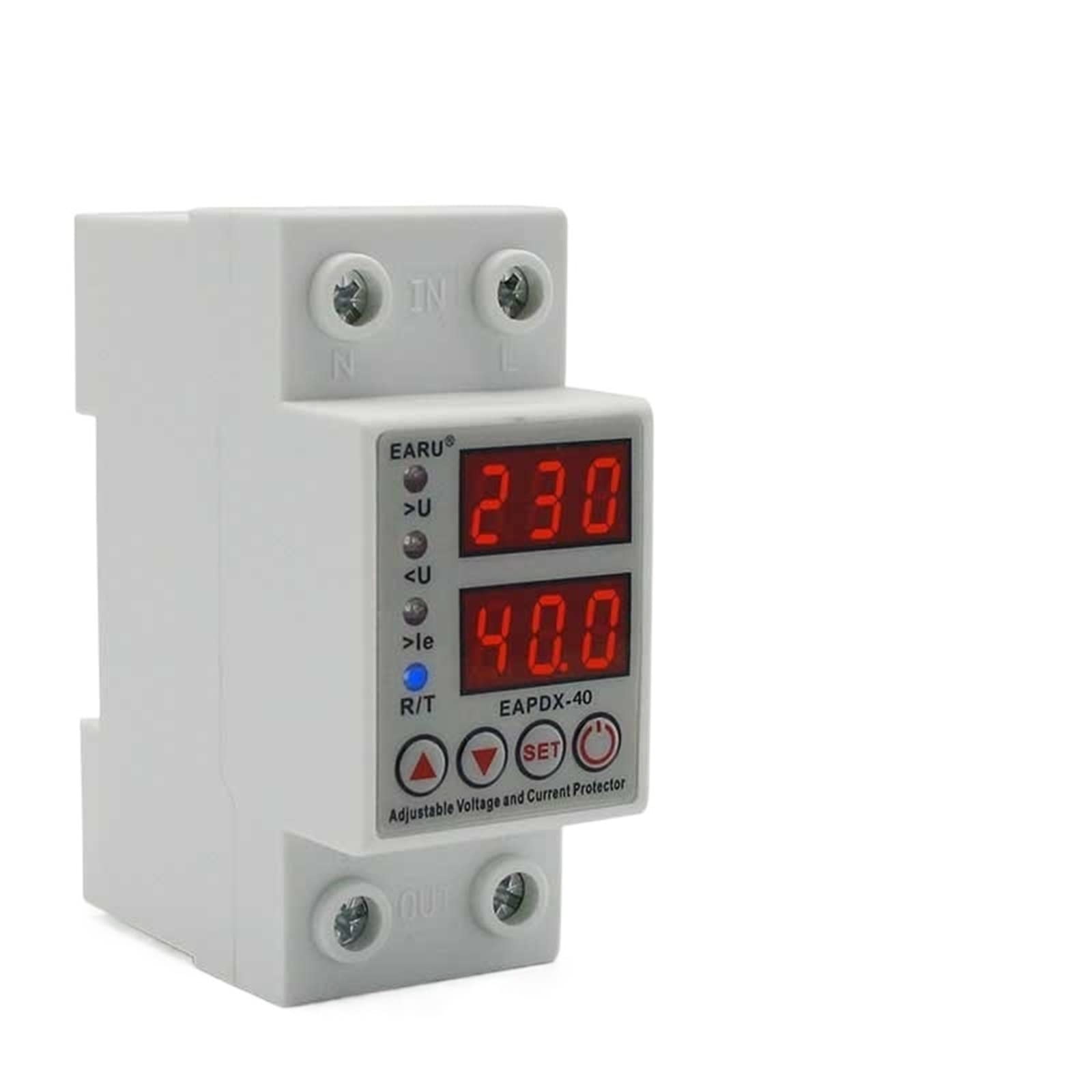VDOQTLJT 40A 230V Din Rail Adjustable Over Voltage and Under Protective Device Protector Relay with Current Protection Limit