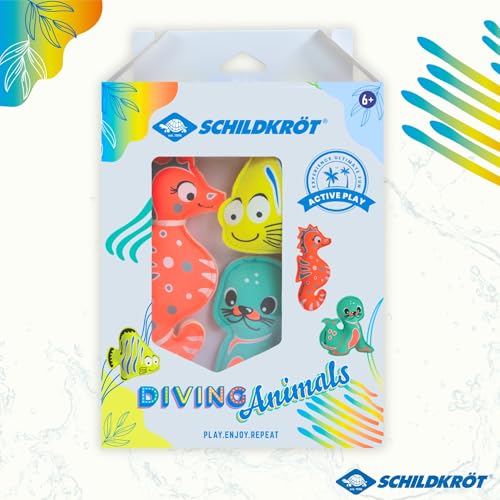 Schildkröt Neopren Tauchtiere, 3er Set Diving Animals bestehend aus 1 Seelöwe, 1 Seepferdchen, 1 Fisch, perfekt für das Ausdauertraining im Wasser