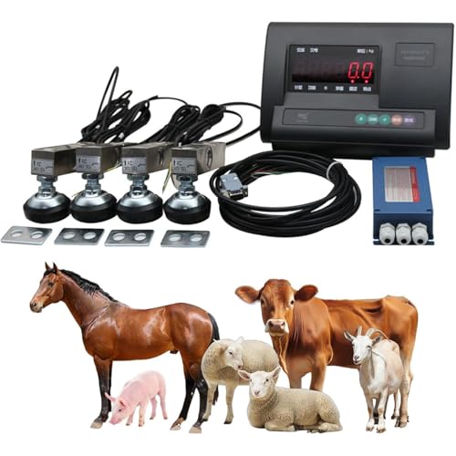 High Precision Livestock Scale Kit - Electronic Animal Pallet Scale with LCD Backlight Display, 2000KG Load Cell Indicator for Cattle, Goats, Pigs, Horses & Sheep