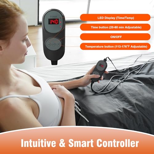 Sauna Blanket Infrared Sauna Blanket for Detoxification with 5 Layer Thickened Construction, 113-176℉ & 20-60 Minutes Timer, 6 ft x 2.65 ft - Image 6