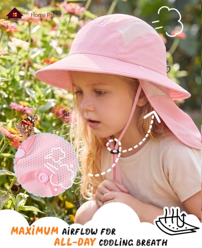 Image of Home Prefer UPF 50+ Boys Sun Hat with Neck Flap Wide Brim Summer Beach Bucket Hat for Boys Girls Toddler Kids Safari Hat