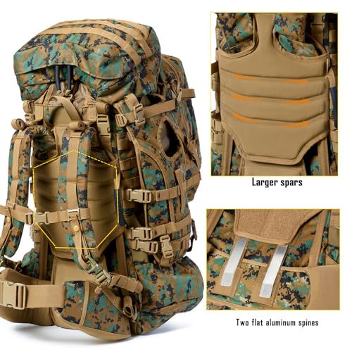 Image of MT Military Army Large Rucksack with Detacheable Assault Backpack Hydration Pack Shoulder Straps and Waist Belt Metal Frame | Detacheable