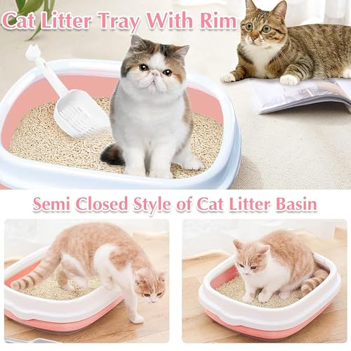 Image of Cat Litter Box Cat Extra Large (19inch) Liiter Box Tray with Free Scooper, cat Litter Tray, Litter Box for Cats Large, Adult Cats & Rabbits Toilet Litter Basin |Large Litter Tray (Color May Vary)