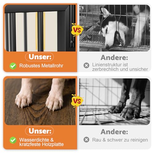 Gimars Hundebox 94×58×63 cm mit Tischplatte und Schublade, robuste Indoor-Hundebox für kleine, mittlere und große Hunde