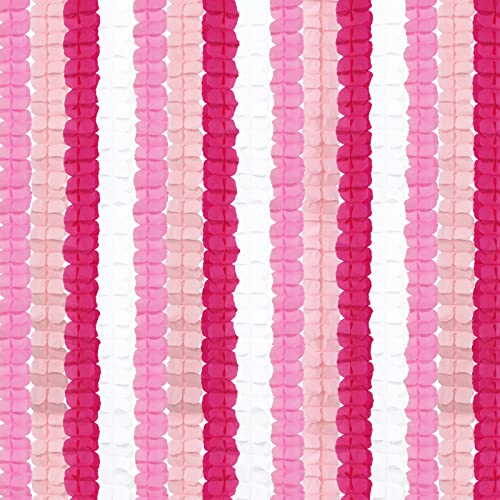Image of Rose-Red Pink-White Party-Decorations Streamers Garland - 157Ft Four-Leaf Clover Hanging Banner,Wedding Girl Birthday Baby Bridal Shower Engagement Bachelorette Decor Hugtmr