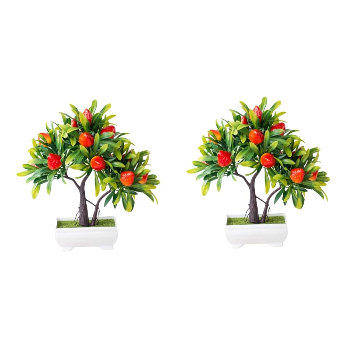 ABOOFAN 2 Pièces Simulation bonsaï arbousier Plantes artificielles Plantes d'intérieur fraisiers artificiels décor d'arbre aux Fraises Ornement Décoration de Bureau Faux arbousier Fruit