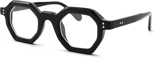 NULOOQ Gafas de luz azul para mujer Lentes de computadora poligonales pequeños retro de moda para hombre, gafas sin receta
