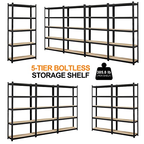 Topeakmart TP-00123567 4Pcs Metal Shelving Unit 5 Tier Storage Shelves Garage Shelving Heavy Duty Utility Rack thumb #6