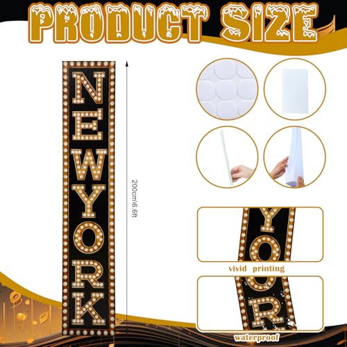 Image of Colingmill 6.6 ft New York Marquee Column Cardboard Stand up Cutout New York Themed Party Decoration Life Size Photo Props for NYC Patriotic Themed Party Sign Backdrop