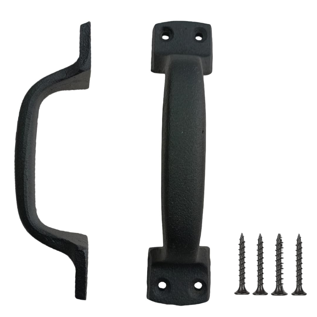 7" Classic Cast Iron Barn Door Handle, Black Outdoor Gate Pull