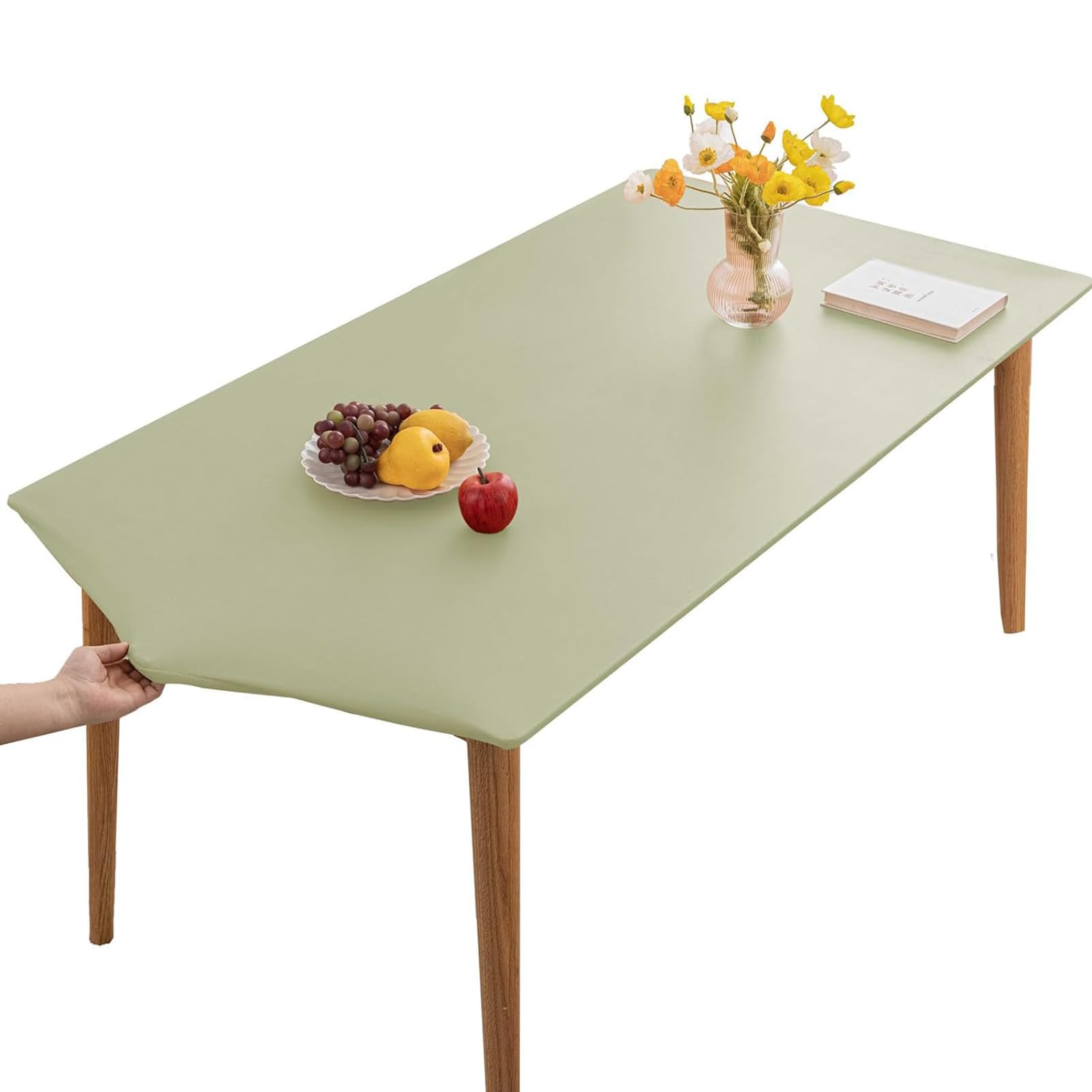 SXZAGZR Table Cloth, Rectangle Table Cloth, PVC Table Cloth, Wipe Clean Tablecloth,Stain Resistant,Waterproof,Oil-proof,Square Table Cover (Light Green,80x80cm)