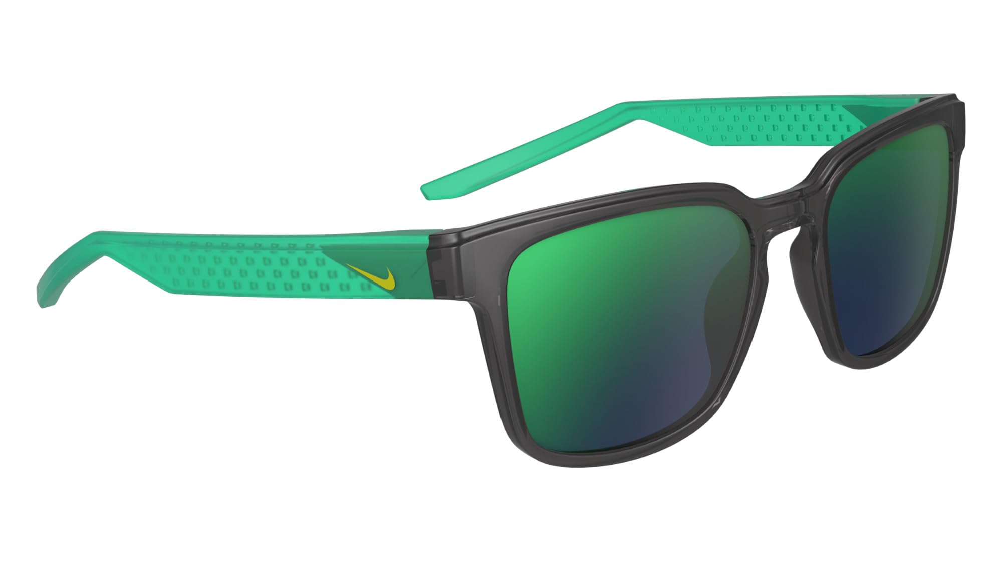 Nike Nike Livefree Iconic N Iu4882x Quadratische Sonnenbrille für Herren, Mattschwarz/Grün verspiegelt, One Size